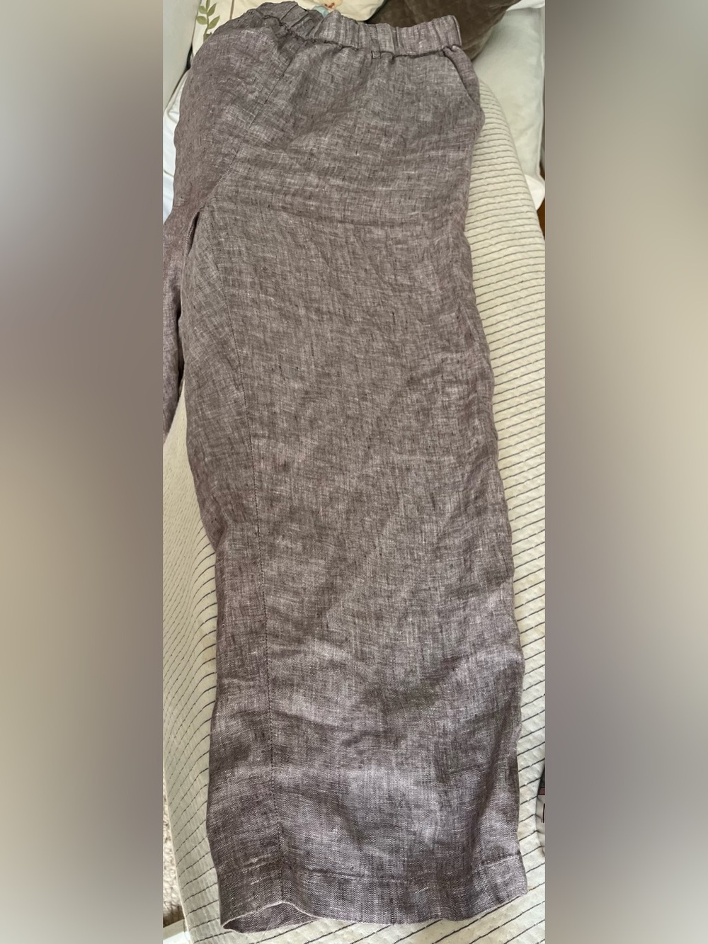 Quince Wide-Leg Linen Pants in Heathered Gray